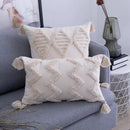 DecorBites™ Beige Tassels Cushion Cover, Handmade Square Home Decoration for Living Room