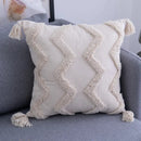 DecorBites™ Beige Tassels Cushion Cover, Handmade Square Home Decoration for Living Room