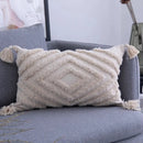 DecorBites™ Beige Tassels Cushion Cover, Handmade Square Home Decoration for Living Room