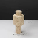 Textured beige travertine stone vase for dining room