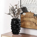 Textured black ceramic flower vase living room decor