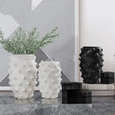 Textured black ceramic flower vase living room decor