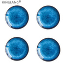 Textured blue gradient ceramic dinner plate set dining room kitchen