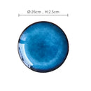 Textured blue gradient ceramic dinner plate set dining room kitchen