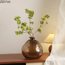 Textured brown glass vase hydroponics plant pot for living room table