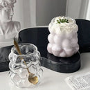 Textured clear glass drinking set with gold spoon for dining room