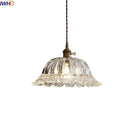 Textured clear glass led pendant light brass kitchen fixture