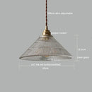 Textured clear glass led pendant light brass kitchen fixture