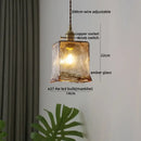 Textured clear glass led pendant light brass kitchen fixture