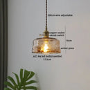 Textured clear glass led pendant light brass kitchen fixture