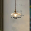 Textured clear glass led pendant light brass kitchen fixture