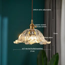 Textured clear glass led pendant light brass kitchen fixture