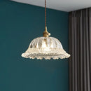 Textured clear glass led pendant light brass kitchen fixture