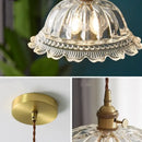 Textured clear glass led pendant light brass kitchen fixture