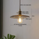 Textured clear glass led pendant light brass kitchen fixture