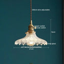 Textured clear glass led pendant light brass kitchen fixture