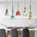Textured colorful glass pendant lights kitchen dining room chandelier