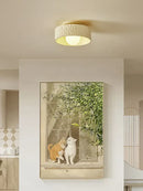 Textured cream ceiling light with gold trim for living room