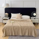 Textured cream jacquard sofa cover blanket for living room