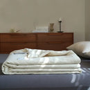 Textured cream linen cotton summer throws blanket bedroom decor