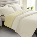 Textured cream & pale yellow pillowcase quilt set bedroom bedding