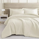 Textured cream & pale yellow pillowcase quilt set bedroom bedding