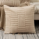 Textured cream woven geometric design cushion covers living room