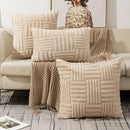 Textured cream woven geometric design cushion covers living room