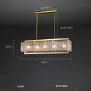 Textured crystal gold dimmable led copper glass chandelier living room