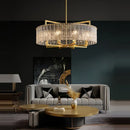 Textured crystal gold dimmable led copper glass chandelier living room