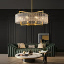 Textured crystal gold dimmable led copper glass chandelier living room
