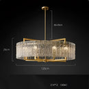 Textured crystal gold dimmable led copper glass chandelier living room