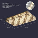Textured gold crystal led rectangle chandelier dining room light