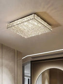 Textured gold crystal led rectangle chandelier dining room light