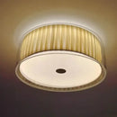 Textured gold & pleated white glass shade ceiling light bedroom