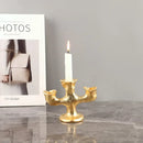 Textured gold resin candle holders dining room centerpiece trio
