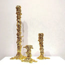 Textured gold & silver golden candlestick holder dining room centerpiece