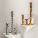 Textured gold & silver golden candlestick holder dining room centerpiece