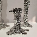 Textured gold & silver golden candlestick holder dining room centerpiece