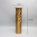Textured golden metal candlestick holder set for dining room