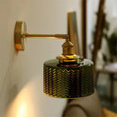 Textured green ceramic wall sconce bedroom brass led light
