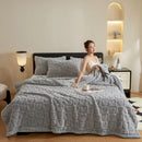 Textured green & cream cozy lamb wool blanket bedroom fleece