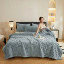 Textured green & cream cozy lamb wool blanket bedroom fleece