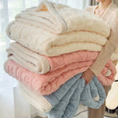 Textured green & cream cozy lamb wool blanket bedroom fleece