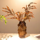 Textured green sea cucumber glass vase set for living room decor