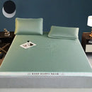 Textured light blue 1800d cooling fibres bed mat pillowcases set bedroom