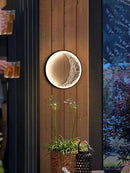 Textured moon crescent wall lamp – garden terrace warm lighting