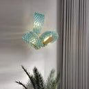 Textured turquoise blue glass luxury wall sconce pair for bedroom
