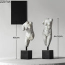 Textured white body art resin sculpture living room decor