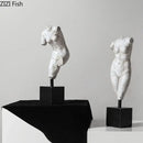 Textured white body art resin sculpture living room decor